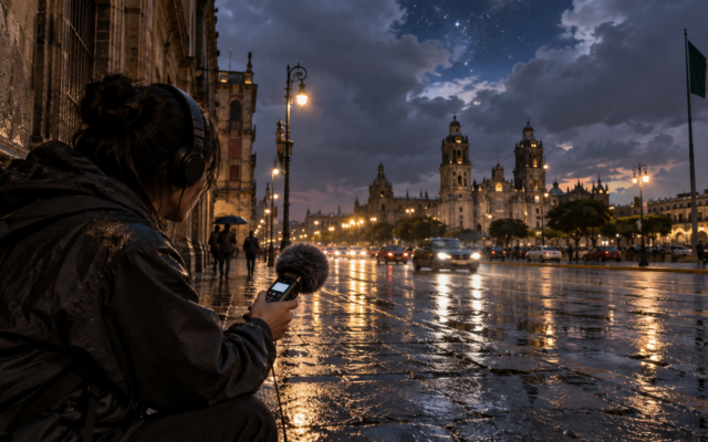 Familia observa un cielo estrellado desde una zona mexicana con iluminación urbana reducida.